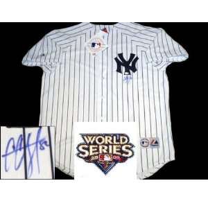 CC Sabathia Signed 2009 World Series Jersey   Replica Signed on Front 