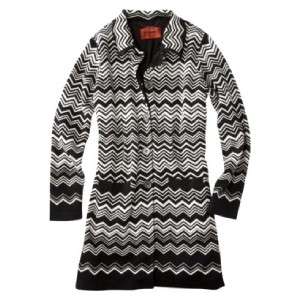 MISSONI For Target Zig Zag Chevron Black White Knit Sweater Coat 