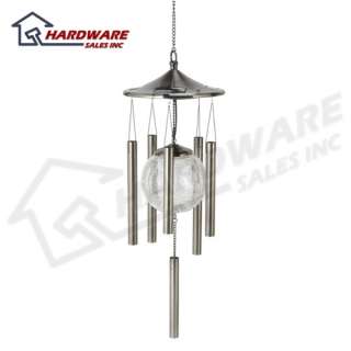 Sunergy Solar Powered Color Changing Glass Ball Wind Chime Pewter 