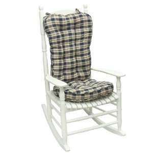   Applegate Plaid Jumbo Rocking Chair Cushion, Navy Blue