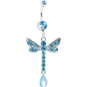  Blue Cz Darling Dangle Drop Dragonfly Belly Ring Jewelry