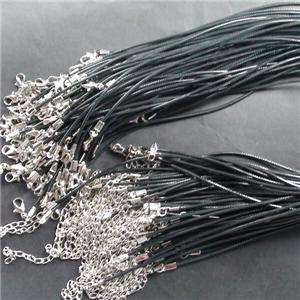 60 BLACK NYLON CORD NECKLACES w/ Adjustable Chain 18 20 inches Long 1 