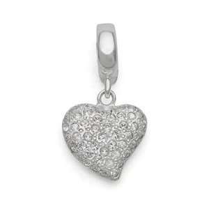  Pave Heart Charm, Sterling Silver Jewelry