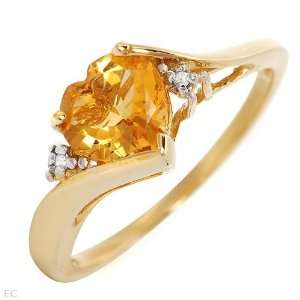   Stones   Genuine Diamonds And Citrine Made Of Yellow Gold Size 9