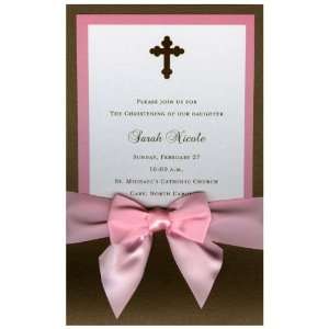   with Brown Pocket and Pink Bow Invitations