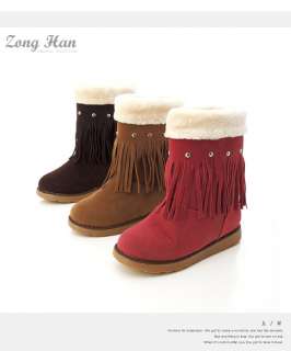   Classic Faux Suede Fringe Tassle Boots in Rose Pink,Brown & Chocolate