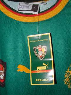   Cameroon Soccer Team 2002 Sleeveless Home Jersey Banned by FIFA NEW L