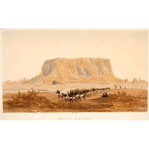 1853 Chromolithograph Mount Barkal Sudan Slaves Pull Pharaoh Landscape 