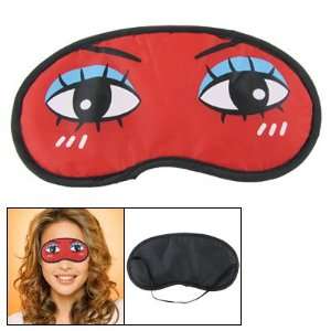   Black Reverse Side Cartoon Travel Sleeping Eye Mask Shade Cover Red