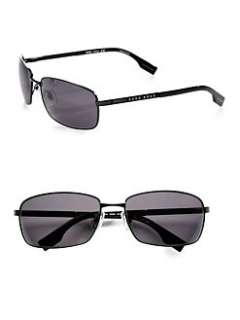 BOSS Black   Rectangular Metal Sunglasses/Matte Black
