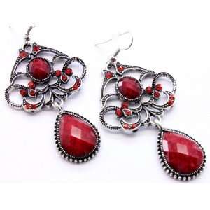 Victorian Gothic red stone with crystals earrings