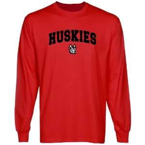  Northeastern Huskies Red Logo Arch Long Sleeve T shirt 