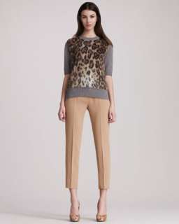 Leopard Print Faux Fur Sweater & Skinny Cropped Pants
