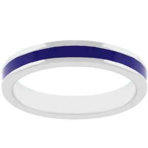  Silvertone Blue Enamel Eternity Band