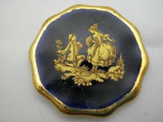 GL Limoges France Cobalt Blue and Gold Miniature Plate  