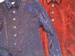 Ladies Western Show Shirt Crushed Material Holiday Western Wear USA 