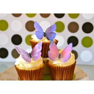  Butterflies ©  Large Purple Set of 12   Cake and Cupcake Toppers 
