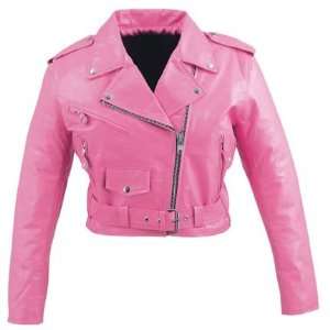  Ladies Pink Leather Basic Jacket Automotive