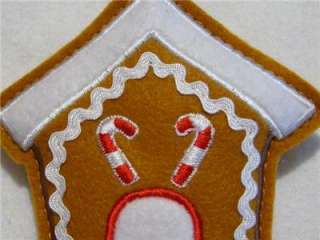  adorable 5 hand~crafted Gingerbread house ornaments is made of felt 