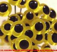 12 Pair 6mm YELLOW GLASS EYES on wire  