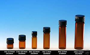 72 pcs Amber 1/4 Dram Glass vials Screw caps(15x19mm)  