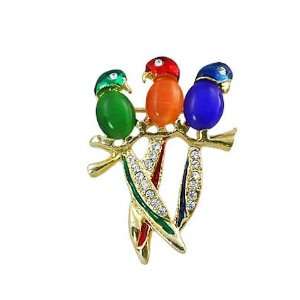   Color Tropical Parrot Brooch Pin Elegant Trendy Bird Fashion Jewelry