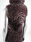 206 Covelo Brown Rose Fur Vest Size 4 Embroidered Detail Slash 