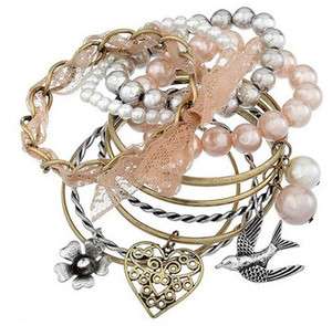 V4760 New Fashion Jewelry Peach flower Delphinium Bracelet 10 pieces 