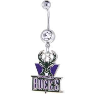  NBA Milwaukee Bucks Crystalline Gem Belly Ring Jewelry