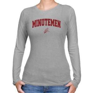  NCAA UMass Minutemen Ladies Ash Logo Arch Long Sleeve Slim 