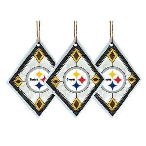 Pittsburgh Steelers   NFL Art Glass Decorative Ornament Set (3 Pieces 
