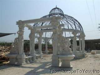 MONUMENTAL HAND CARVED VICTORIAN STYLE MARBLE GAZEBO  