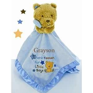  Personalized Baby Blanket Buddy Teddy Bear   Blue Baby