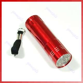 New 9LED Powerful Mini Torch Flashlight Light Lamp Keyring Red