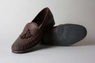 Vtg Cole Haan Brown Leather Woven Loafer Shoe 9.5 B  