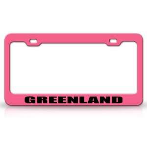 GREENLAND Country Steel Auto License Plate Frame Tag Holder, Pink 