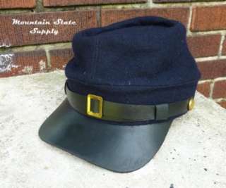 US Civil War Reenactors Union North Army Navy Blue Wool Kepi Hat Cap 
