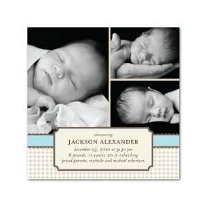 Boy Birth Announcements   Gingham Band Powder Blue By Simply Put For 