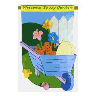  Welcome To My Garden Applique Flag 28x44 Patio, Lawn 