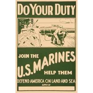  Vintage Art Do your Duty. Join the U.S. Marines   20482 6 