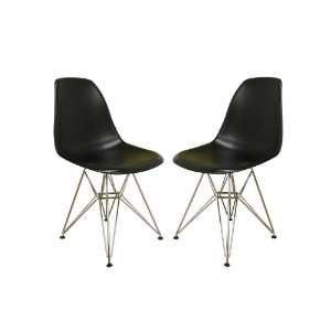  Black Plastic Side Chair Set of 2
