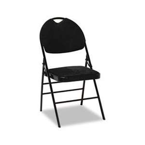   Padded Folding Chair, Black Microsuede / Black Frame,