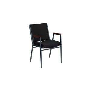   Duty, 3 Thickly Padded, Black Upholstered Stack Chair with Arms