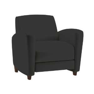   Seat Lounge Chair with Wood Cordovan Walnut Legs, Black Faux Leather