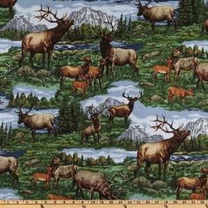  44 Wide Yellowstone Grazing Animals Multi Fabric By The 