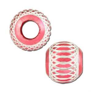  12mm Pink Diamond Cut Aluminum Beads   Large Hole Arts 