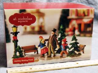   Square Holiday Skating Pond Figurine for Holiday Village__New