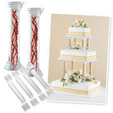   Clear Fillable Cake Pillars fill with Gum Paste Flowers Beads Ribbon