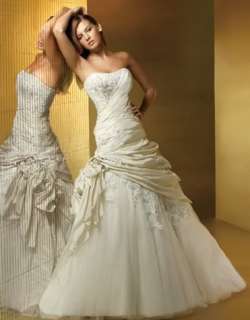 Ivory Strapless Womens Wedding Dress Gown Size*Custom  