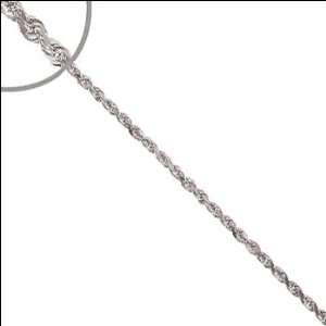  14k White Gold, Facetted Rope Chain Necklace 2.5mm Wide 